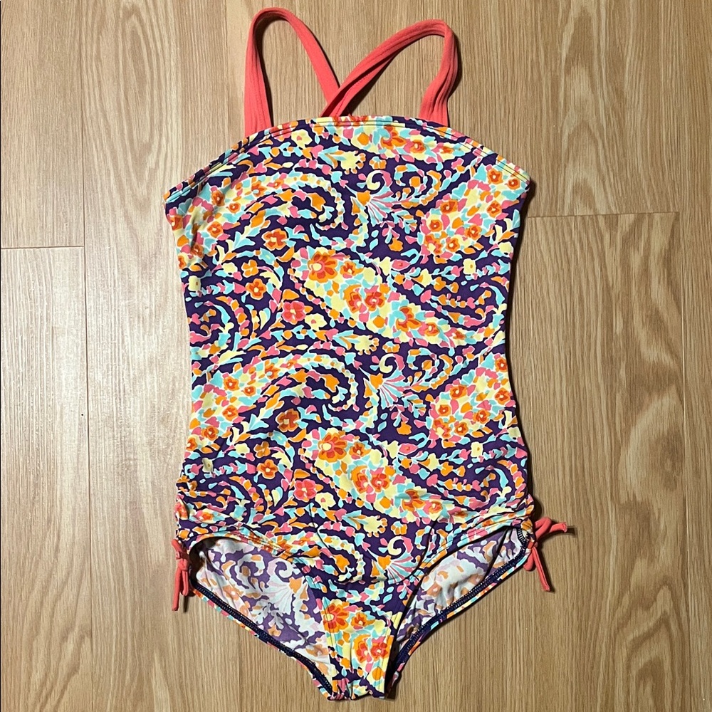 Lands' End Girls' Floral Paisley One-Piece Swimsuit, size girls 10